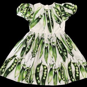 Original* DOLCE & GABBANA GIRLS MINI ME GREEN PISELLI PEA DRESS. Size 7/8.